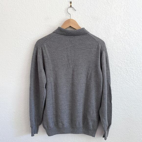 Cumran 100% Merino Wool Collared Polo Sweater Gray Made in Italy Mens Large - Picture 3 of 6